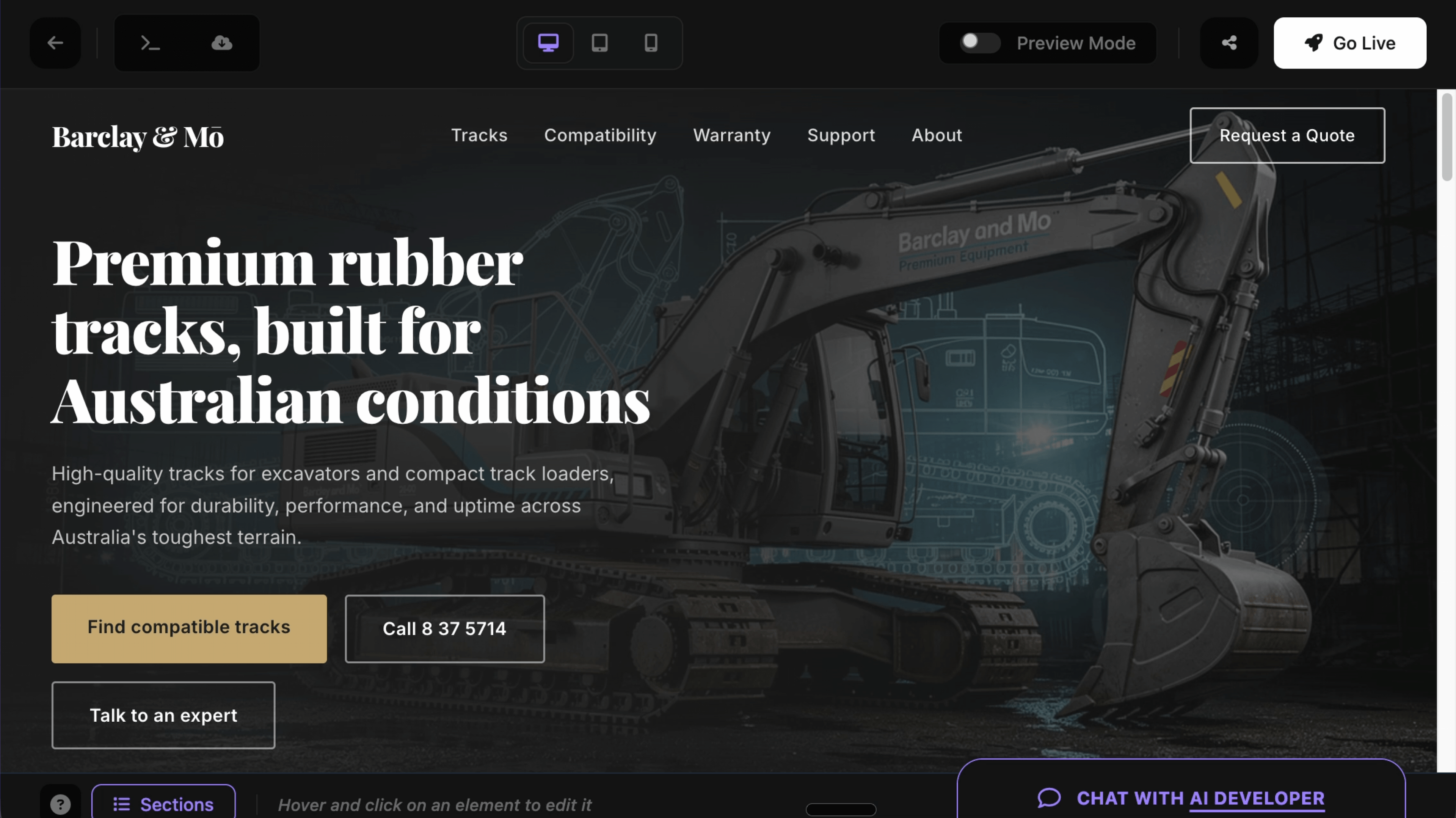 GetSite.ai website editor