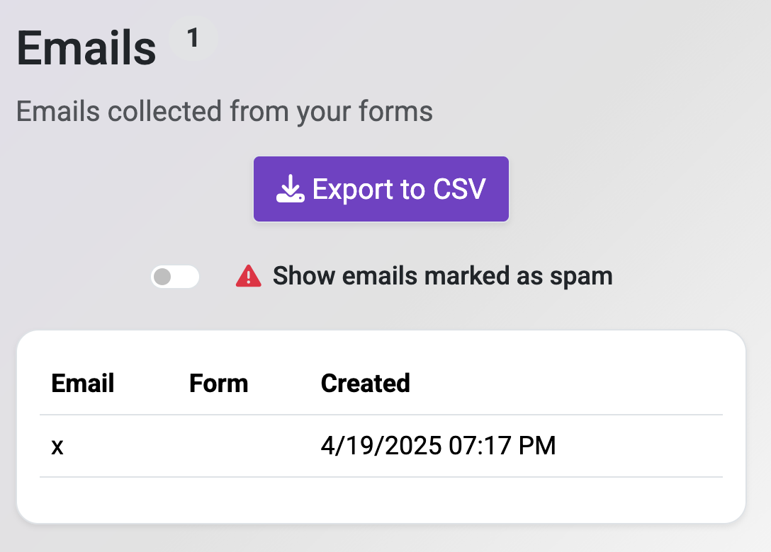 Email Collection Dashboard