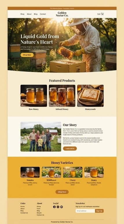 Honey Shop Website Mockup