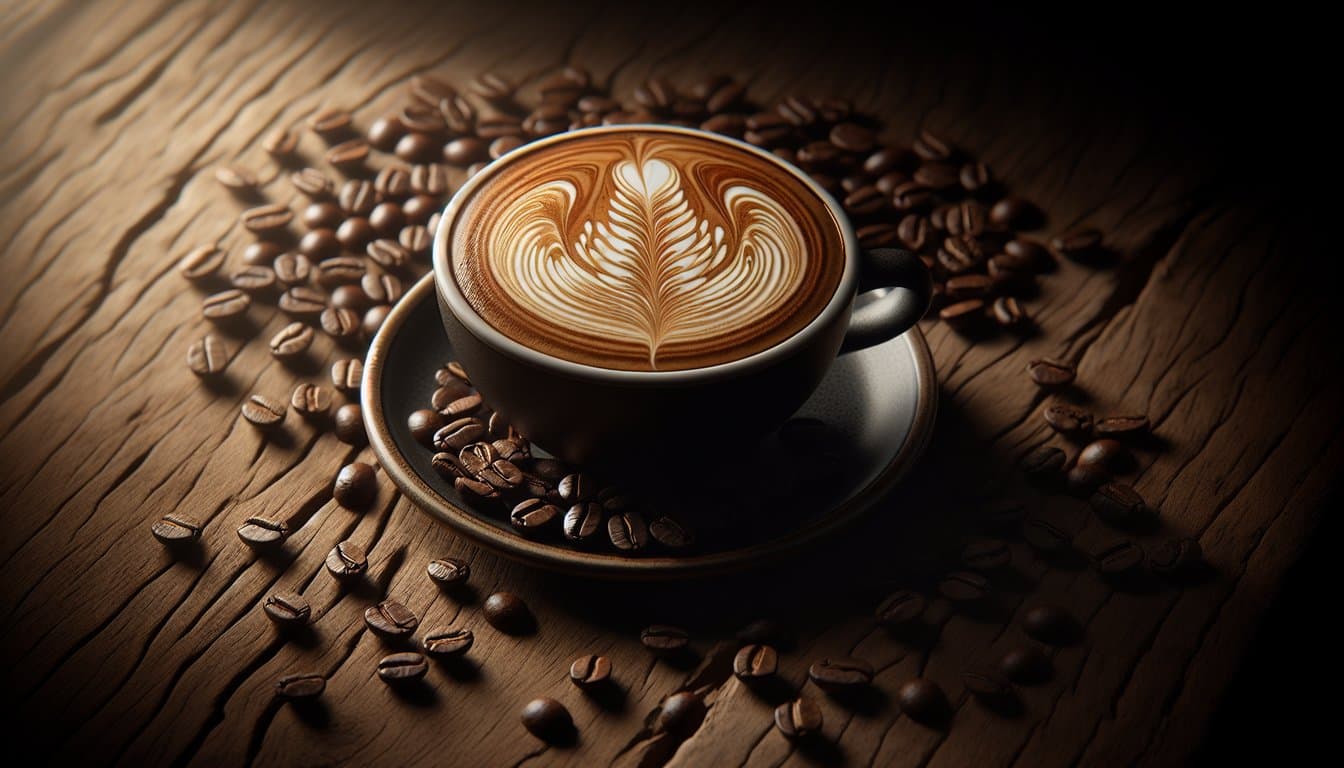 Latte Art Delight on Wood