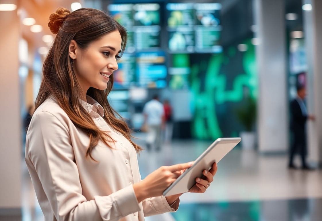 Tech-Savvy Woman in a Modern Workspace