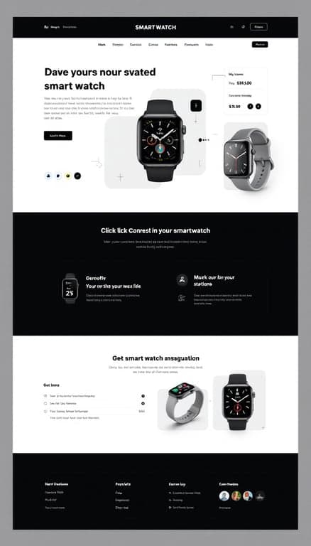 Sleek Dark Mode Smartwatch Landing Page
