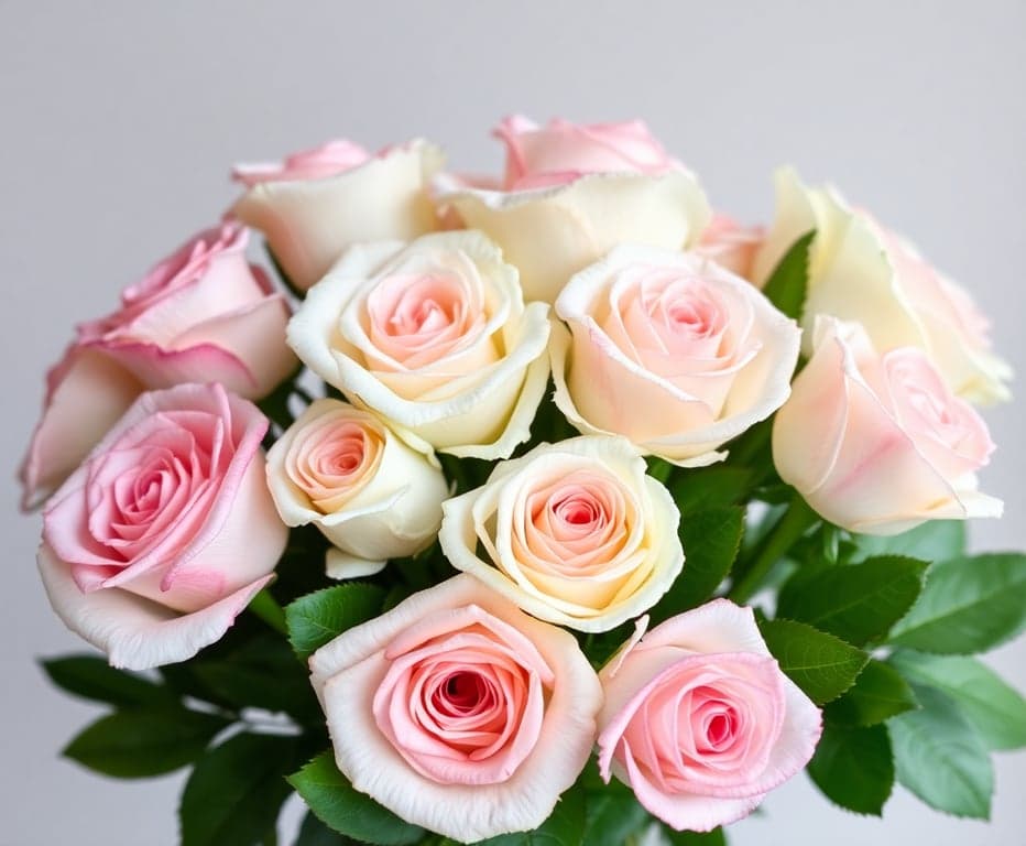 Elegant White Roses with Pink Accents
