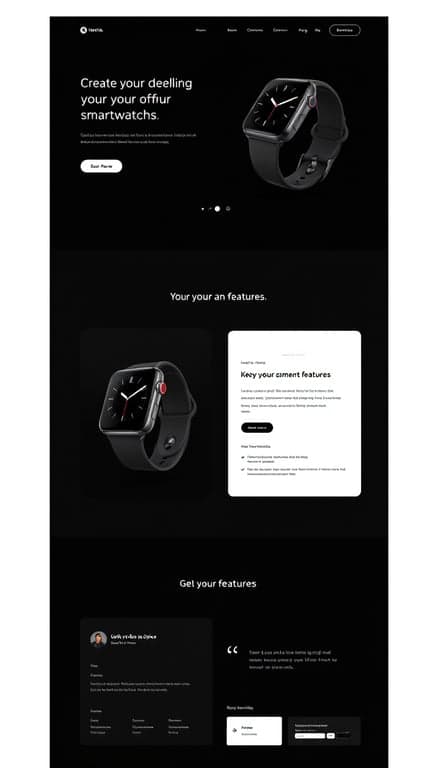 Modern Dark Mode Smartwatch Landing Page