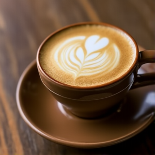Cappuccino com Arte Latte em Folha