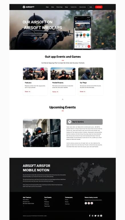 Airsoft App Landing Page Design