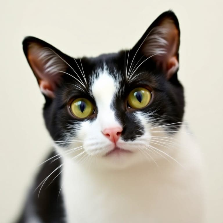 Curious Black and White Cat on Adoption Platform