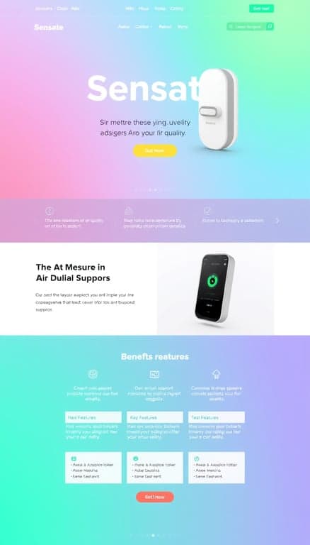 Sensate Air Quality Device Landing Page Design