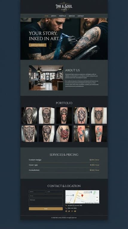 Tattoo Shop Website Mockup