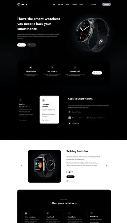 Dark Mode Smartwatch Landing Page Design