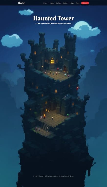 Haunted Tower Game Landing Page Design