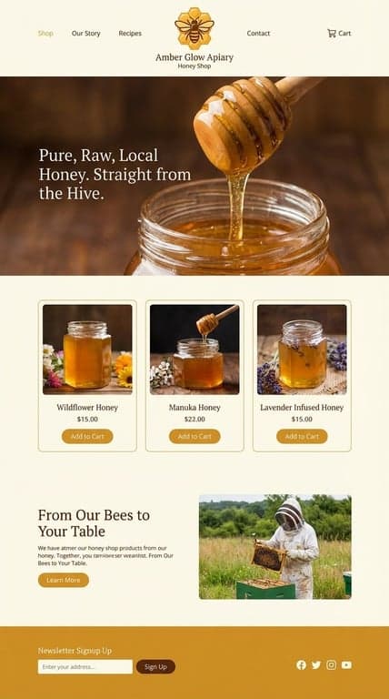 Honey Shop Website Design