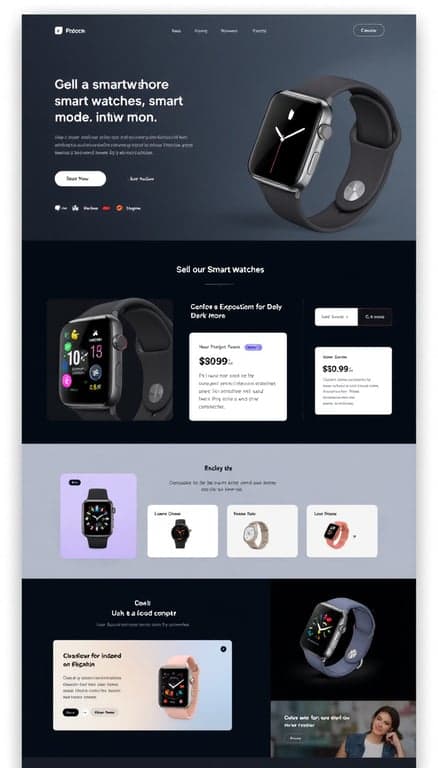 Sleek Dark Mode Smartwatch Landing Page