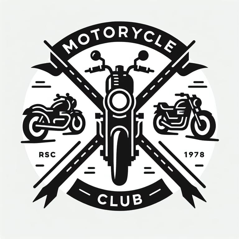 Black and White Motorcycle Club Emblem