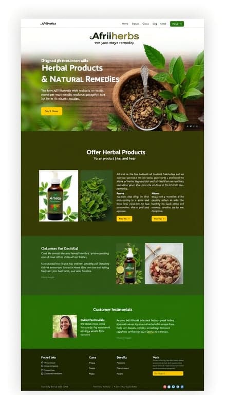 Afriherbs One-Page Website Design