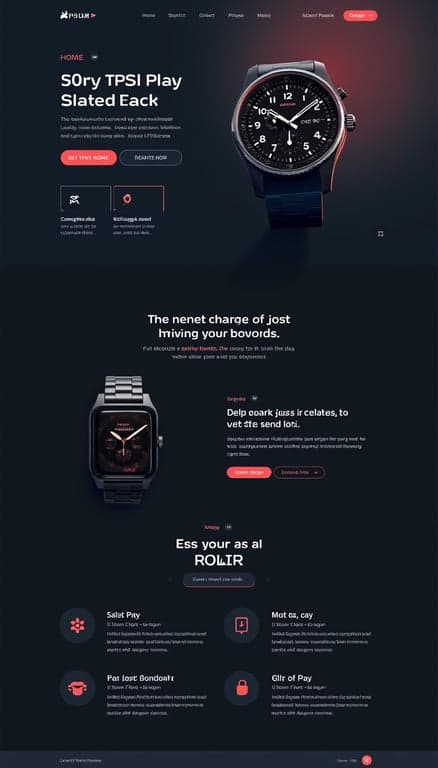 Sleek Dark Mode Smartwatch Landing Page