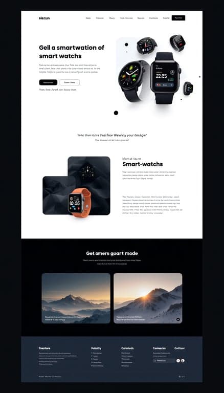 Sleek Dark Mode Smartwatch Landing Page
