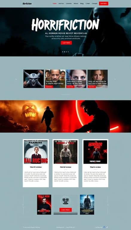 Horrifriction Horror Movie Reviews Website Mockup