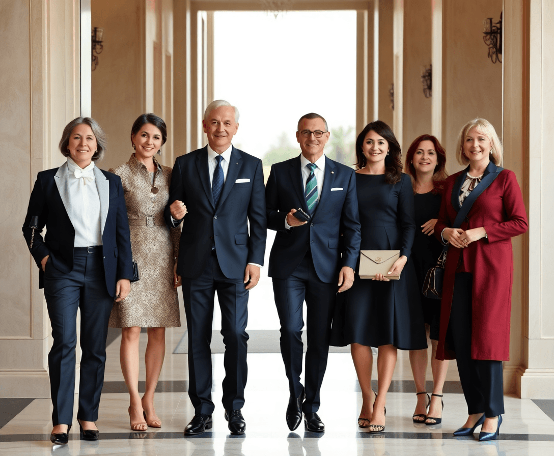 affluent family in formal attire representing luxury lifestyle | GetSite