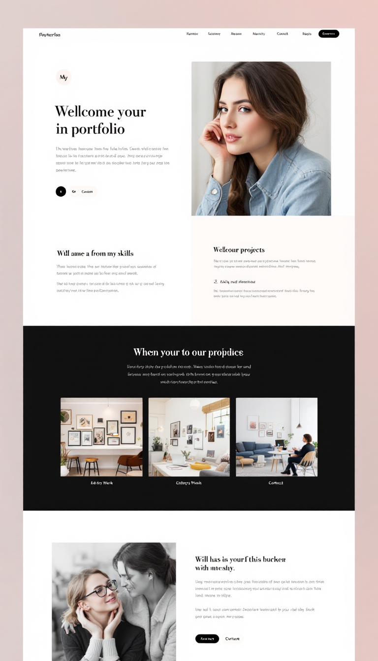 Design a simple and clean one-page personal portfolio website showcasing my skills, projects, and experience, with an elegant layout and easy navigation. Include sections for an introduction, gallery of work, and contact information.