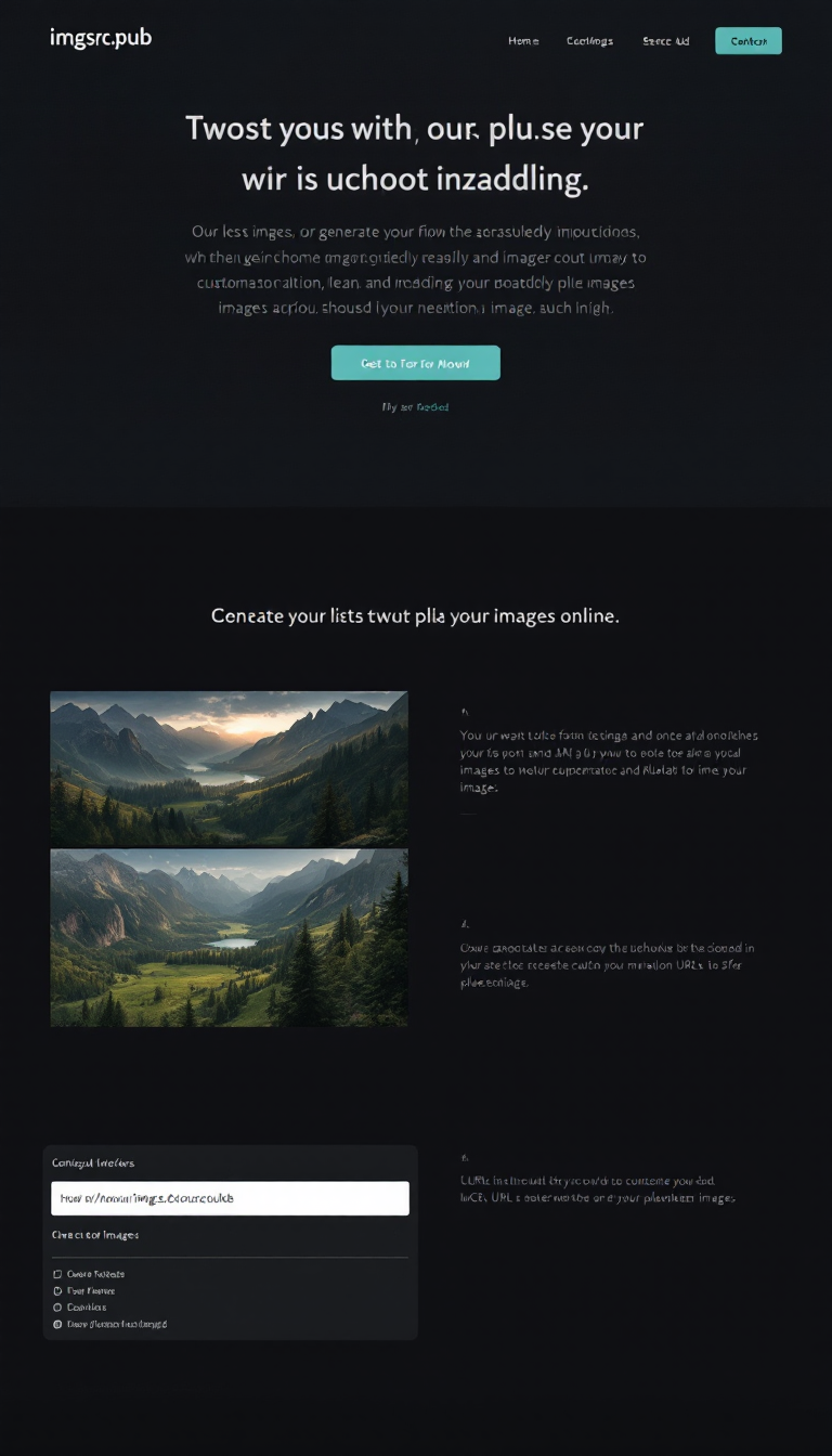 Design a simple one-page website for "imgsrc.pub," a service that lets users generate placeholder images online. Include clear instructions on how to manipulate the URL to create customized placeholder images.