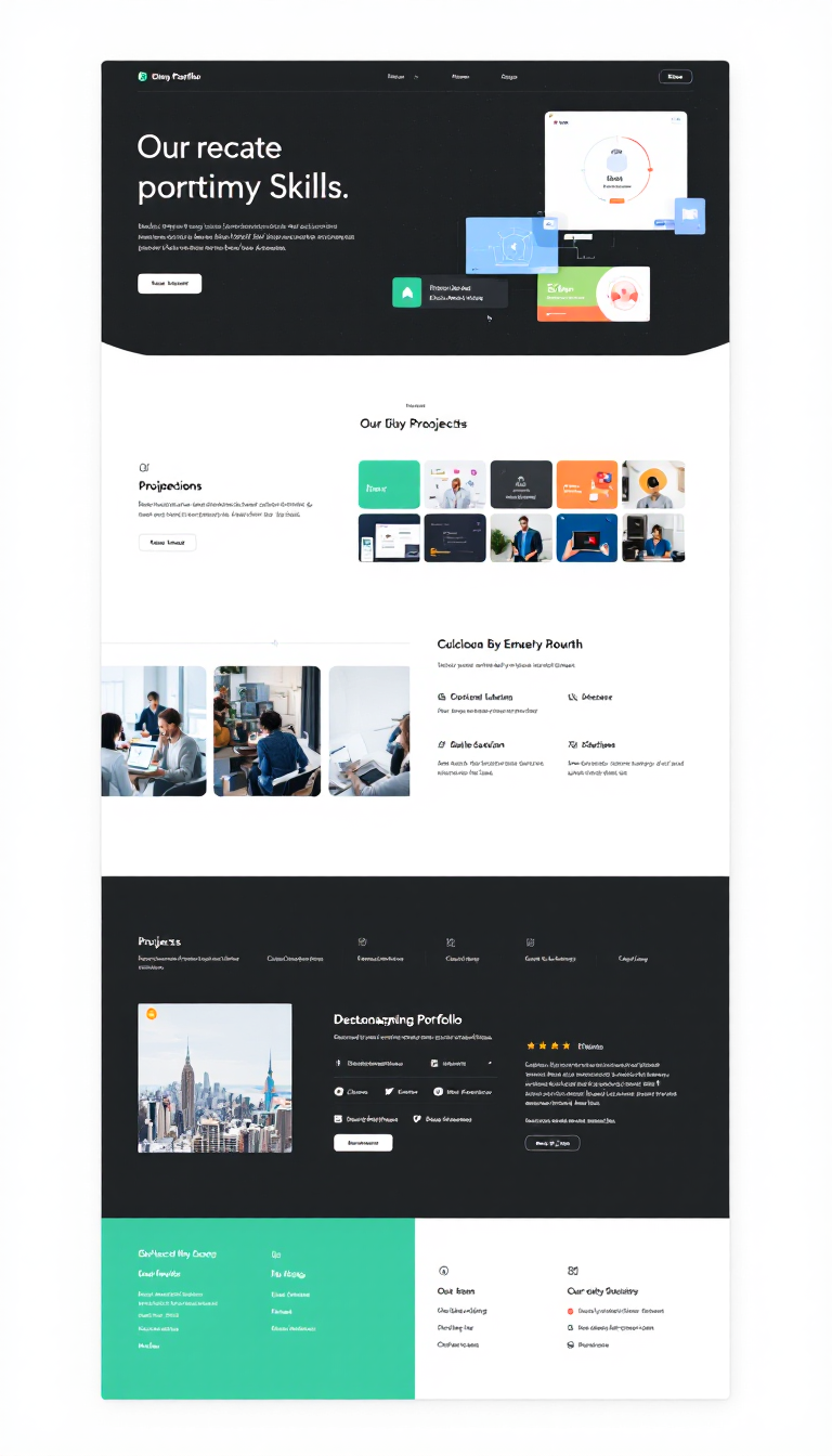 Design a simple and clean one-page personal portfolio website showcasing my skills, projects, and contact information. The layout should be modern and visually appealing, highlighting my work effectively.
