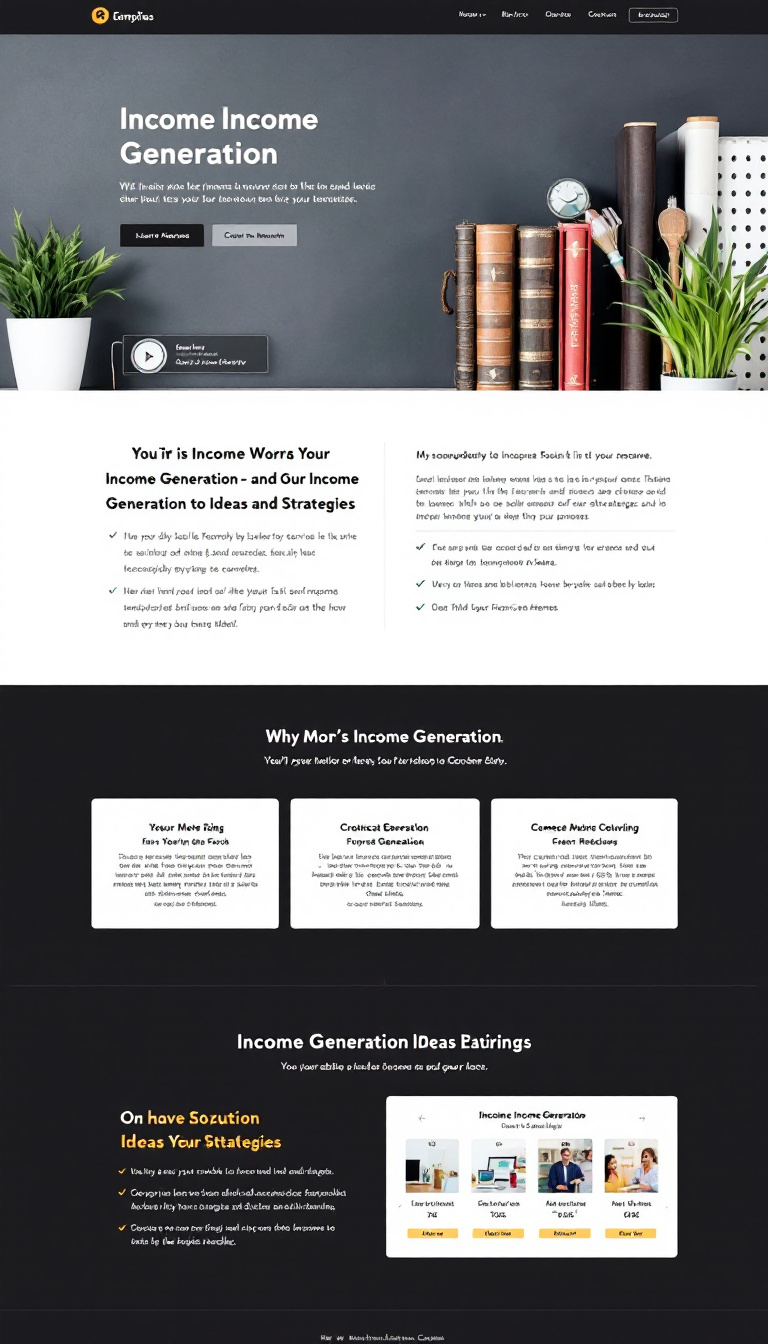 Create a clean and simple one-page website focused on income generation ideas and strategies. The design should be visually appealing and user-friendly, highlighting key information clearly.