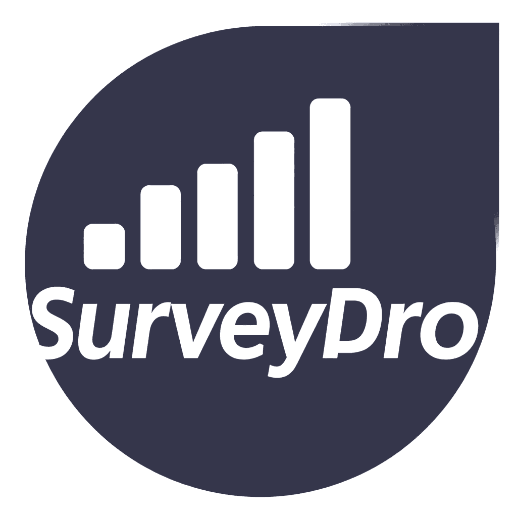 surveypro logo, a stylized bar chart icon