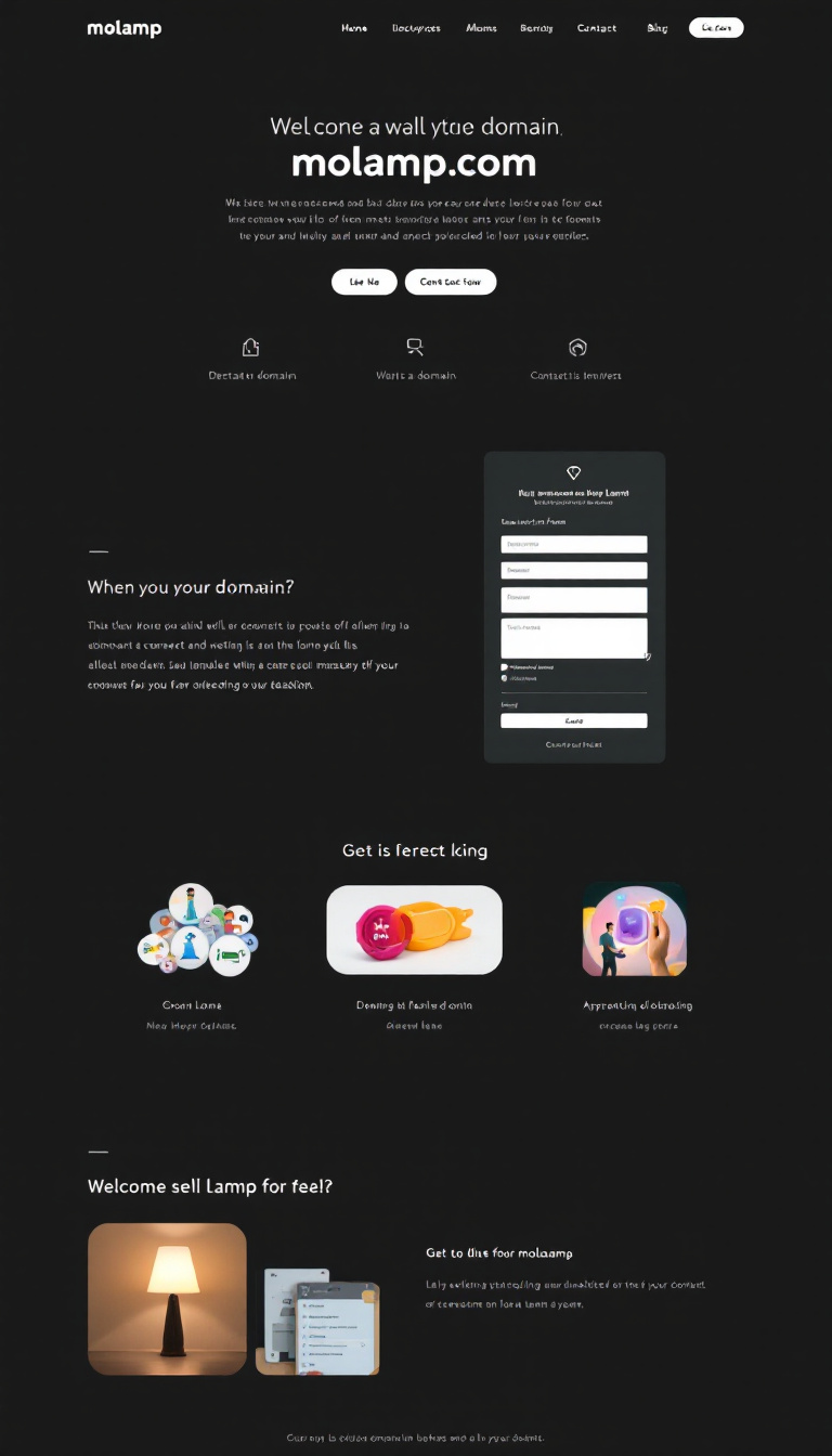 Design a simple one-page website to sell the domain molamp.com. Include a clean layout with a brief description of the domain and a contact form for interested buyers to express their interest.