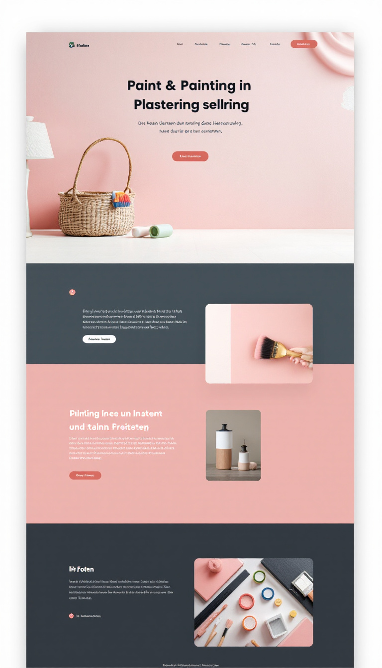 Design a simple and clean one-page website for a painting and plastering service. The site should have a modern 3D aesthetic and feature text in German.