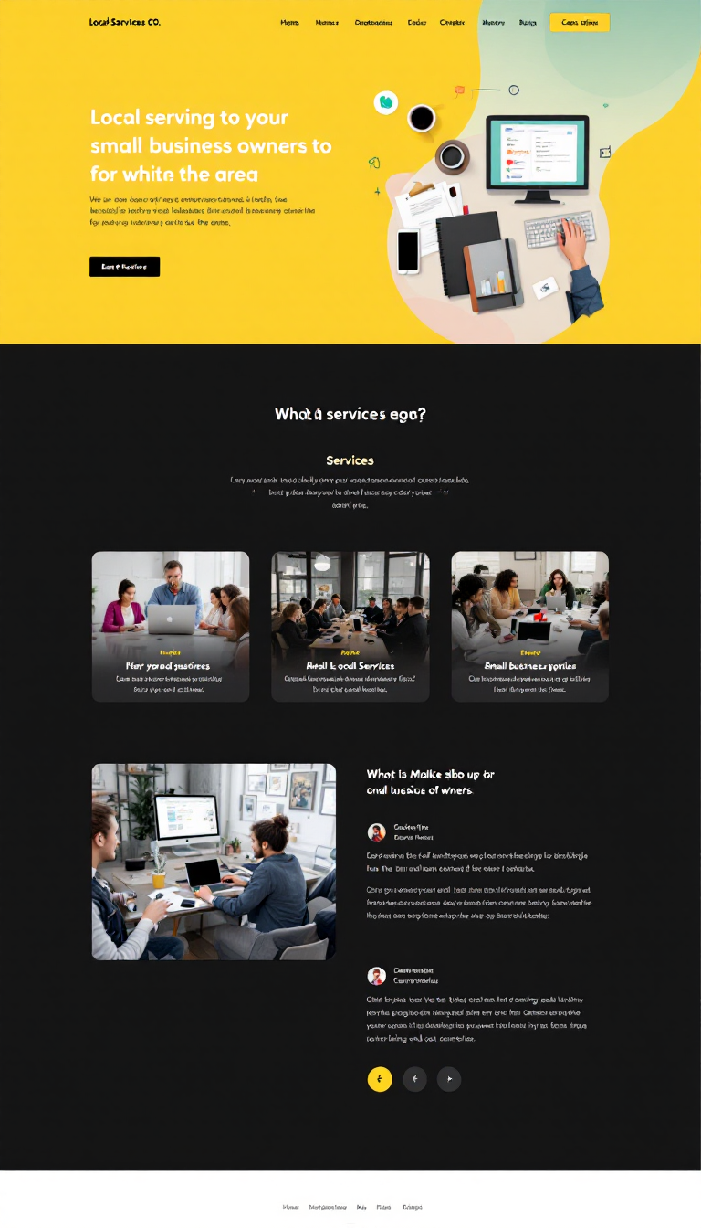 Design a one-page website for 'Local Services Co.' to showcase services aimed at small business owners in the area. Highlight a services section, include client testimonials, and ensure a modern, user-friendly layout.