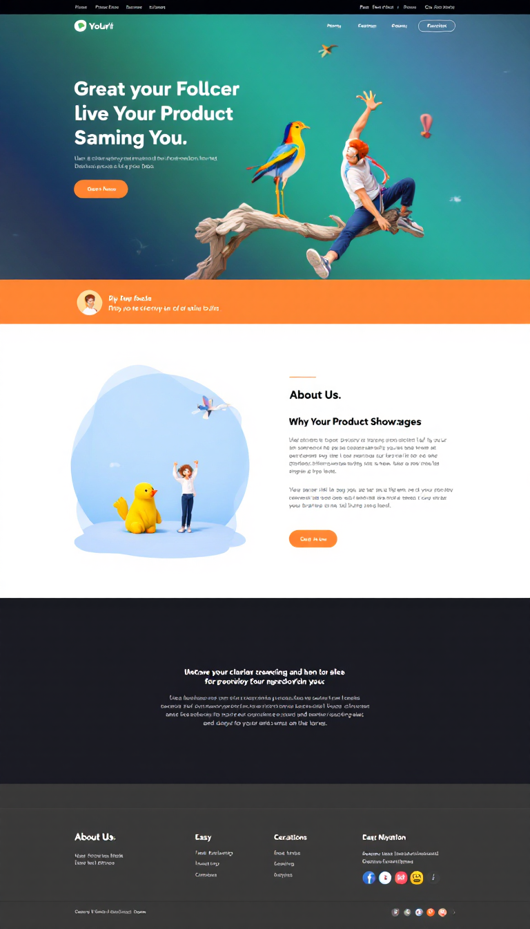 Design a simple and clean one-page website for my store, featuring a vibrant homepage with product showcases, a brief about us section, and easy navigation links. Include attractive visuals and a user-friendly layout that highlights key offerings.