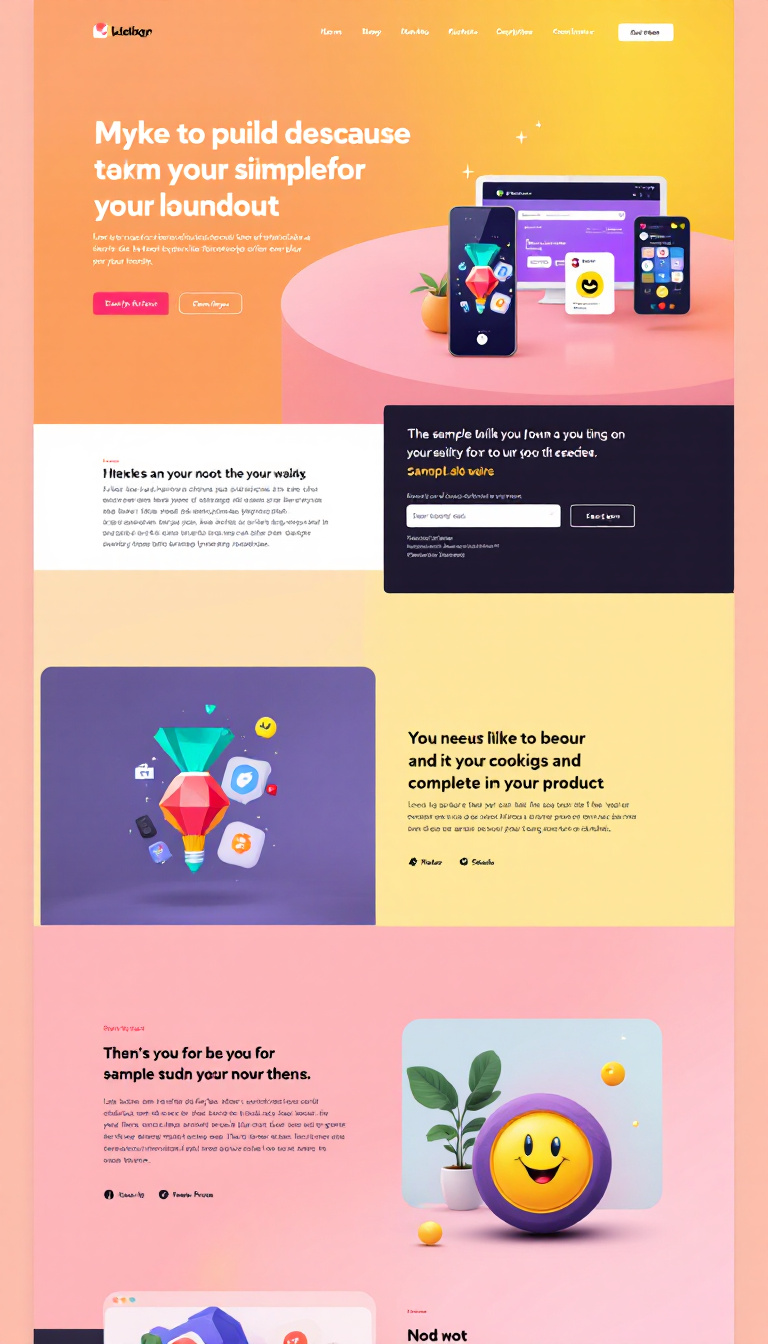 Create a visually appealing one-page website design that showcases a sample product with a clean layout, vibrant colors, and engaging visuals. Ensure it includes sections for a brief introduction, product details, and a call-to-action.