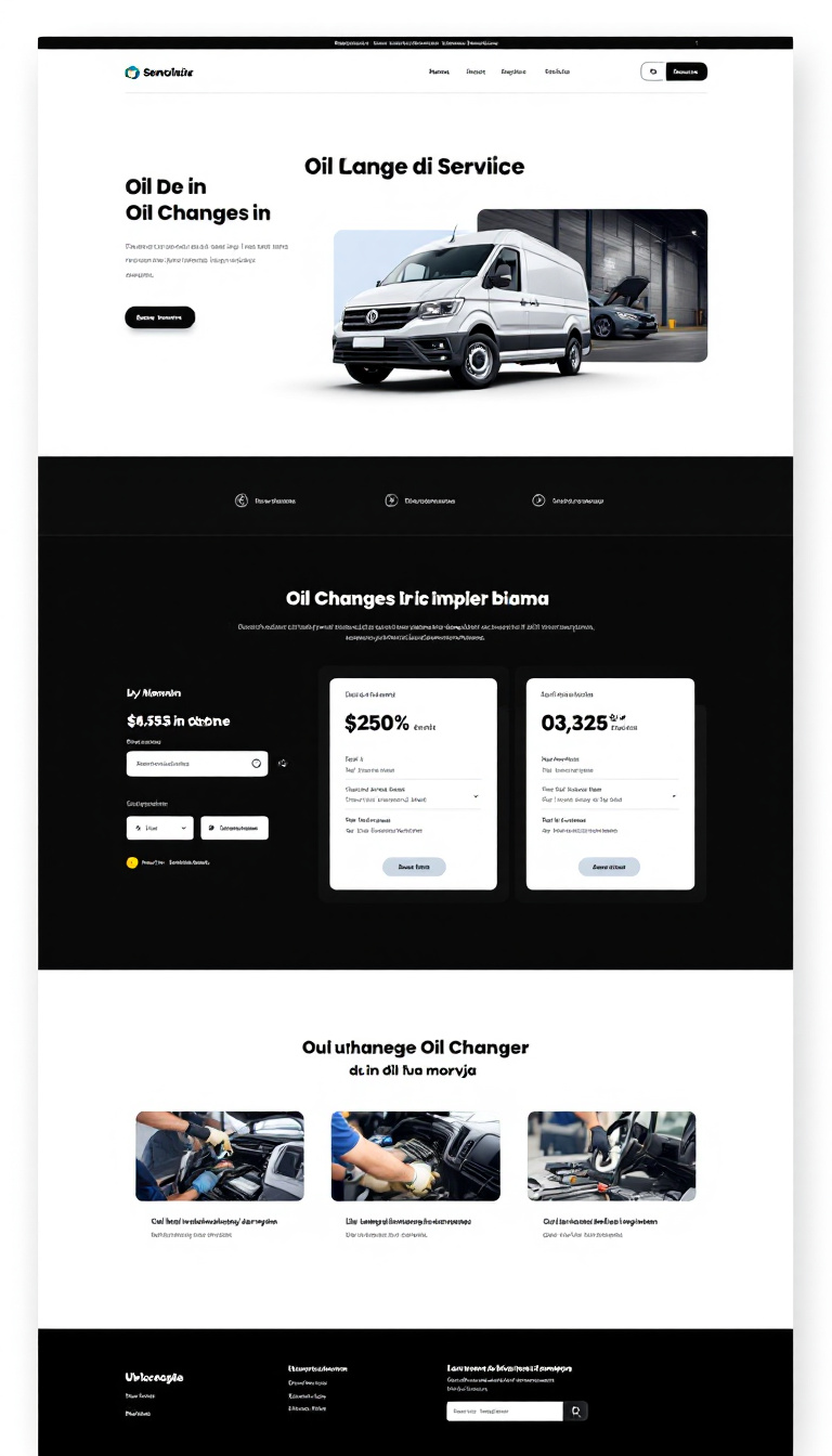 Design a simple one-page website for a car service specializing in oil changes, featuring a clean layout and text in Romanian.