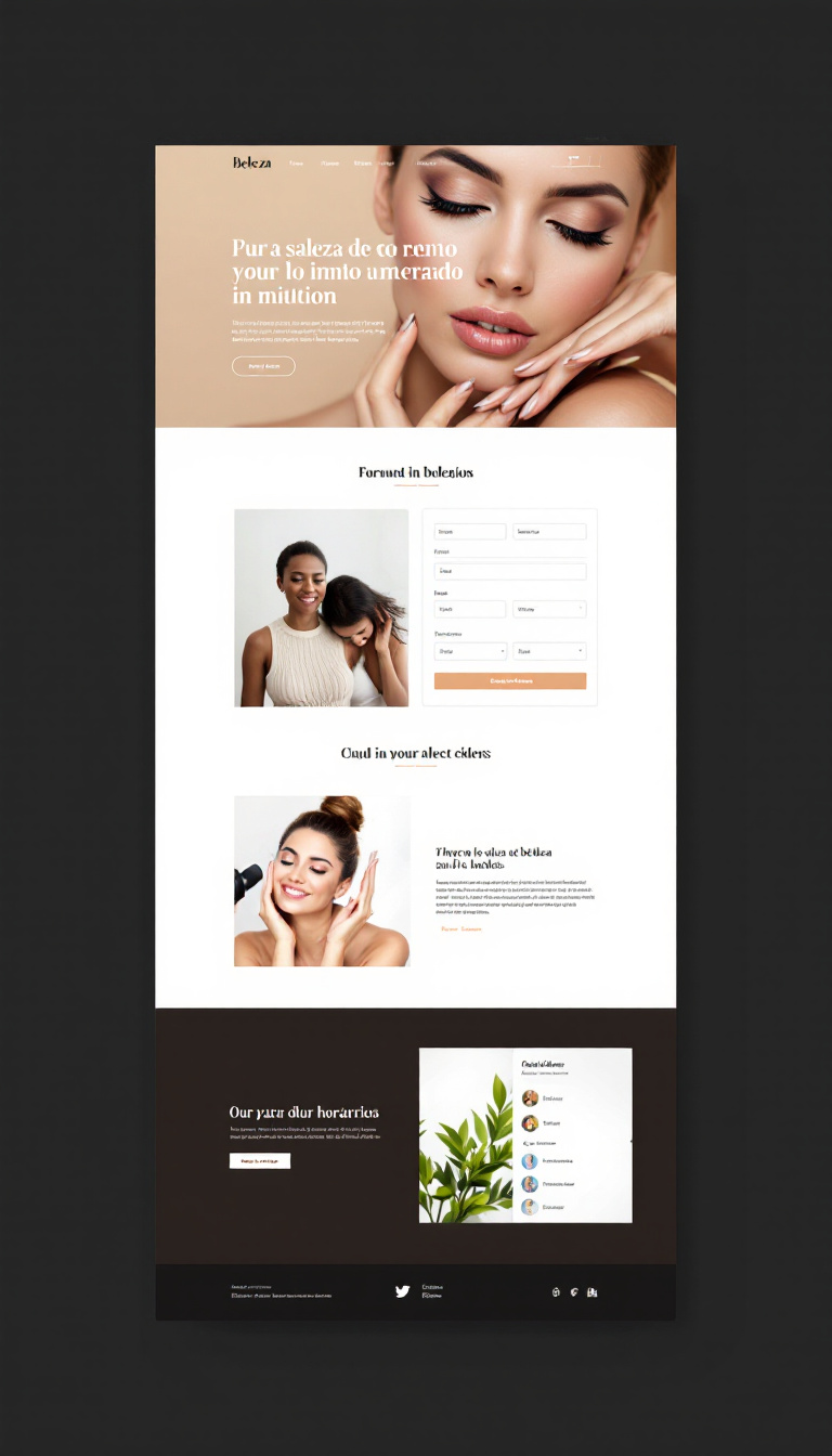 Crie um site institucional simples e limpo para um salão de beleza, incluindo uma seção para agendamento de horários. O design deve ser atraente e fácil de navegar.