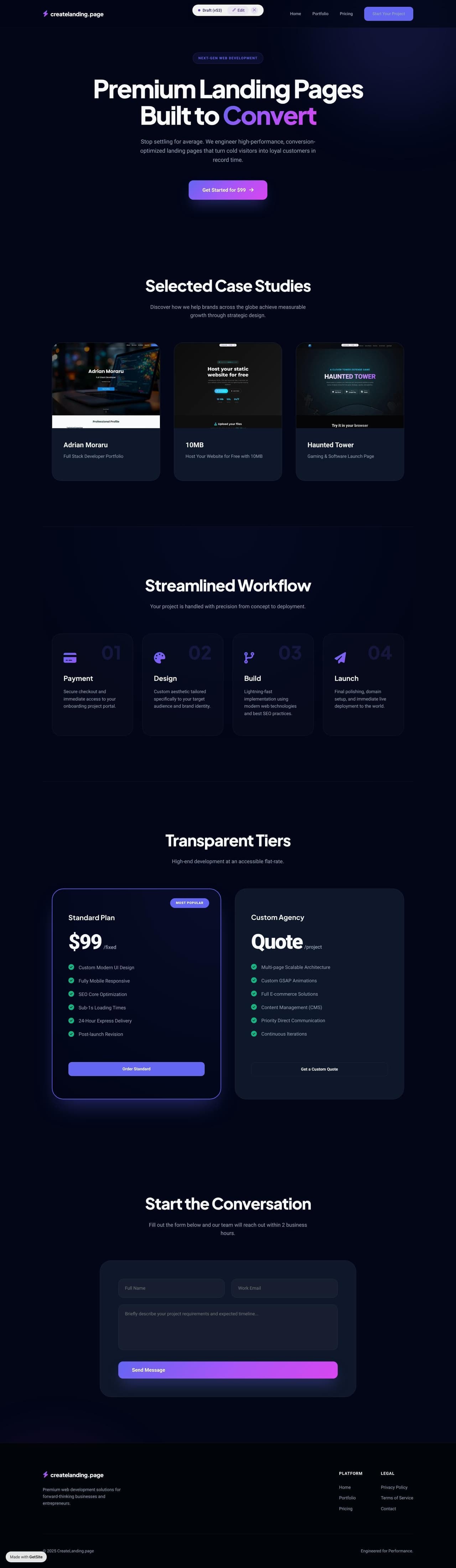 Professional Landing Pages for $99