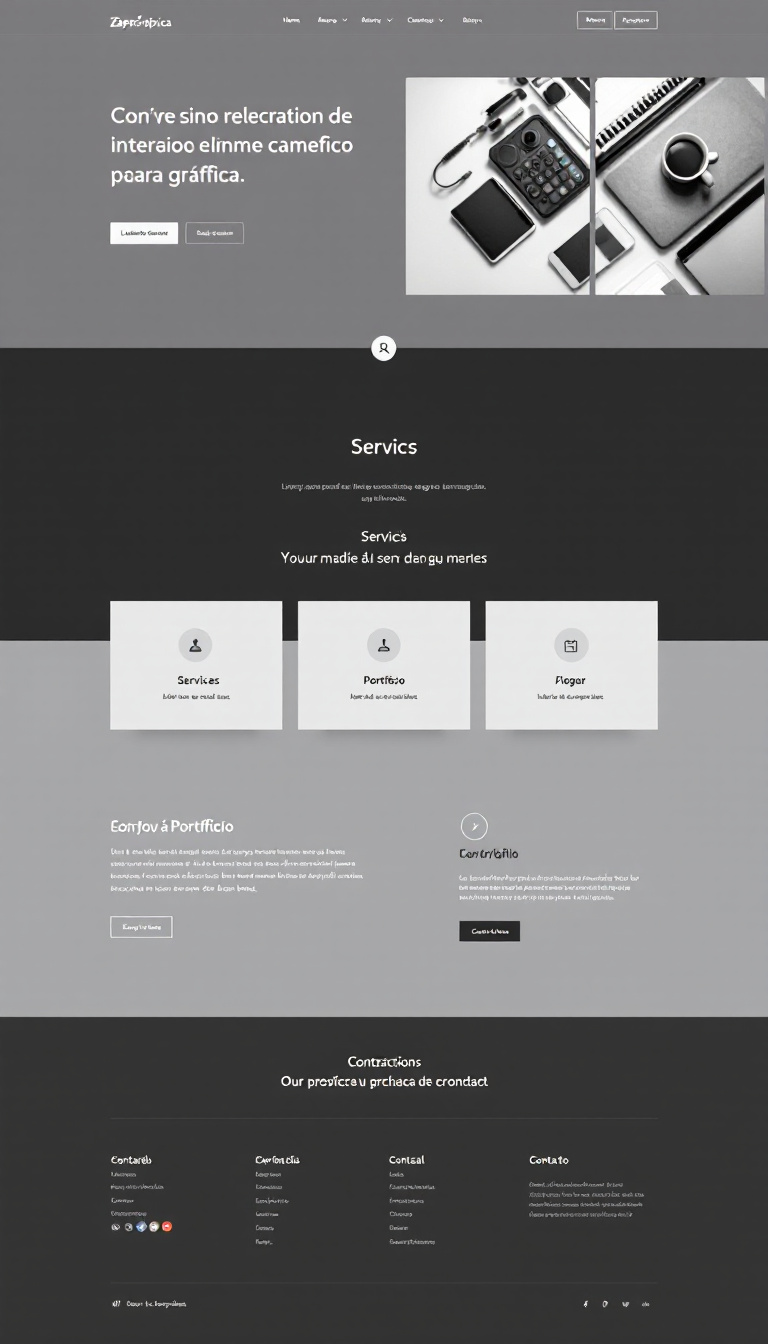 Crie um website simples e limpo para uma gráfica, inspirado no layout e estilo do site zapgrafica.com.br. Inclua seções sobre serviços, portfólio e informações de contato, mantendo uma estética moderna e atraente.