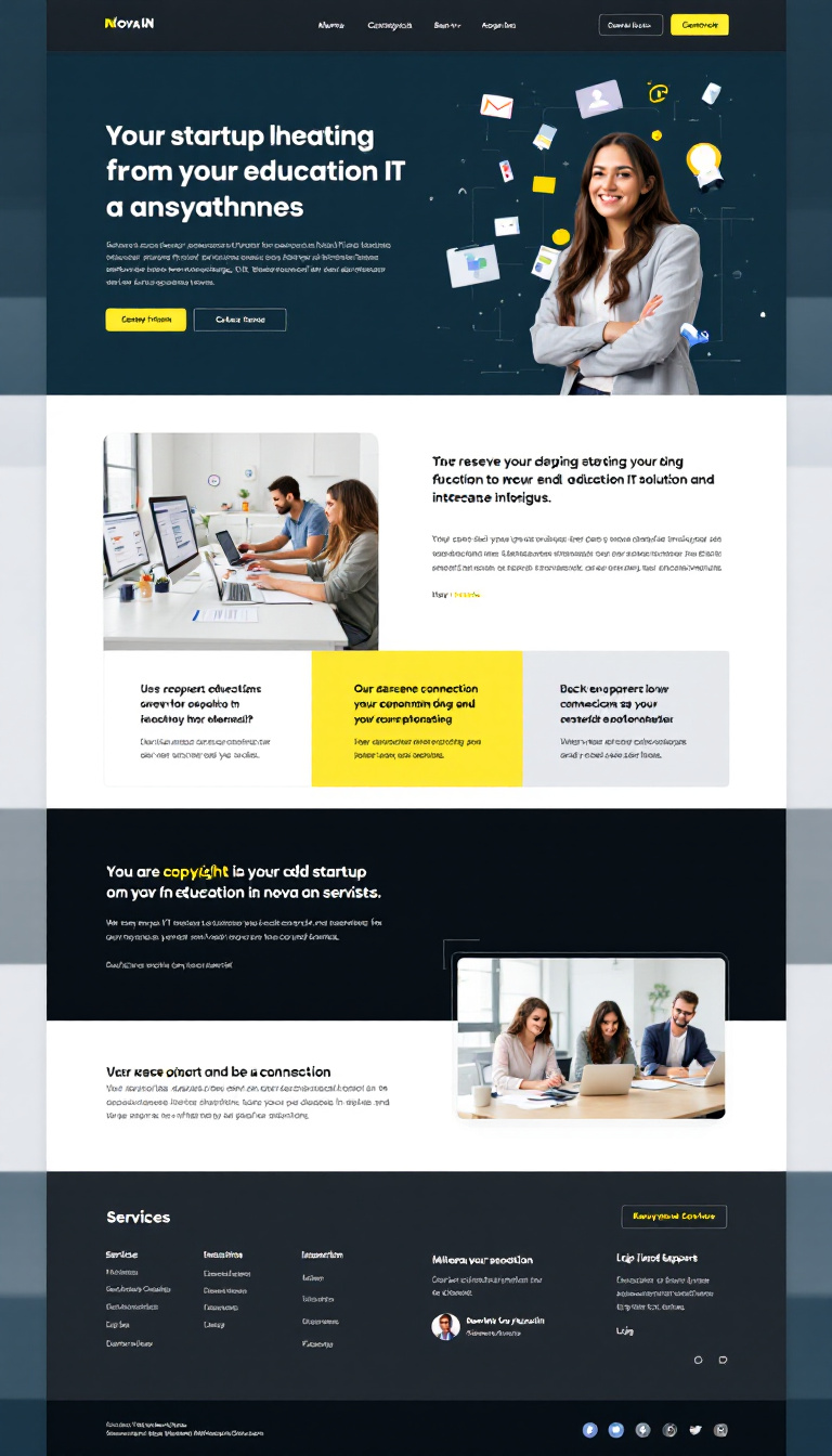 Create a one-page website for your startup NovaIN, focused on education IT solutions and internships. The design should include sections for services, internship details, user registration, and login, with backend support for database connections and authentication. Ensure to reserve copyright for NovaIN and provide a professional, clean layout.