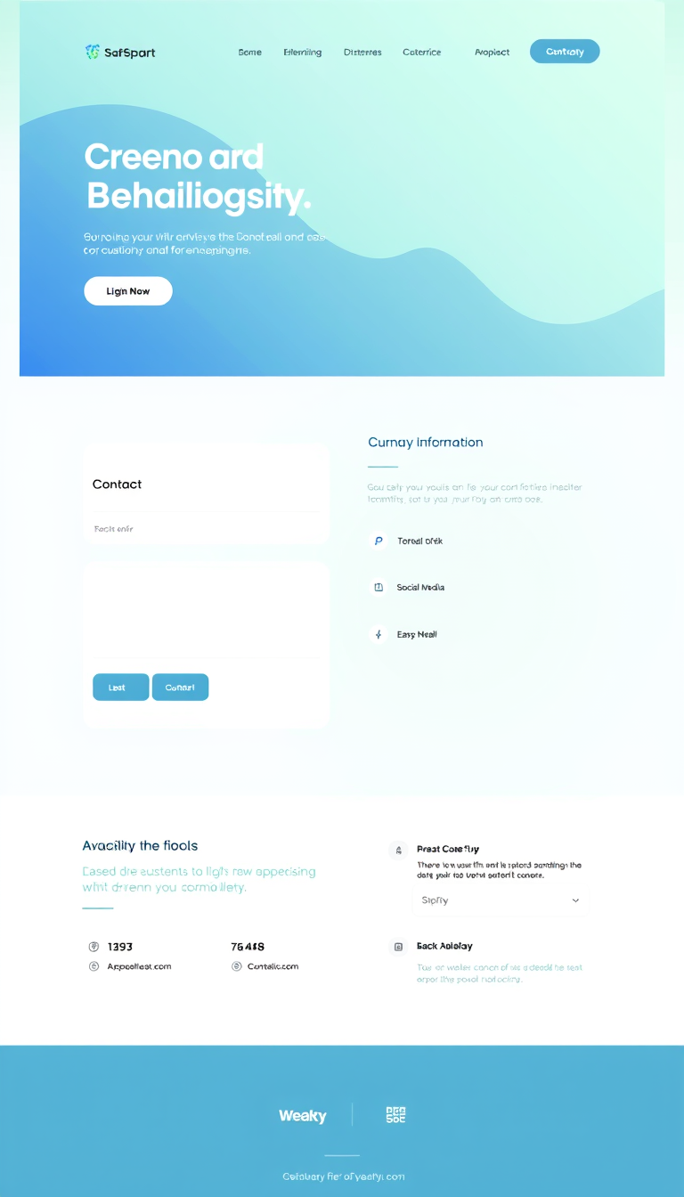 Design a clean and simple one-page contact page for a SaaS company, featuring an elegant layout with a contact form, company information, and social media links. Use a modern color scheme and clear typography to enhance usability.