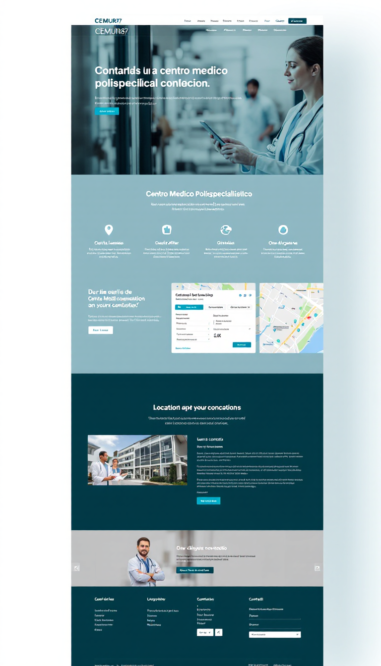 Crea un sito web one-page per il Centro Medico Polispecialistico CEMUR87 di Torino, che includa i servizi offerti, una mappa della location, orari di apertura e una sezione contatti. Il design deve essere professionale e utilizzare colori tenui, adatti a una clinica medica.