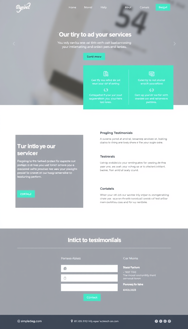 Design a simple microsite for my business that highlights our services, showcases testimonials, and includes contact information. The layout should be clean and user-friendly, with appealing visuals that align with our brand.