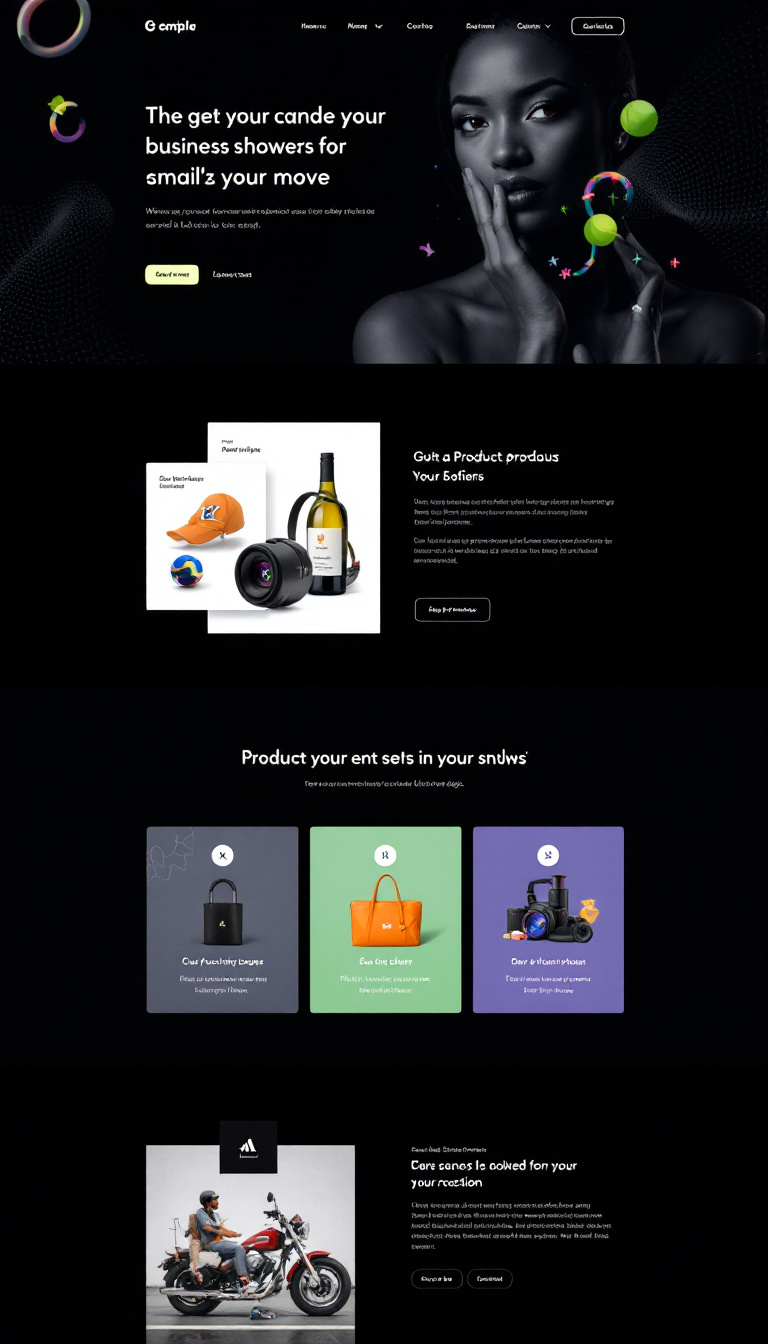 Design a modern one-page website for small business owners, featuring a clean layout and a prominent product showcase section aimed at boosting online sales. Include clear navigation and appealing visuals.