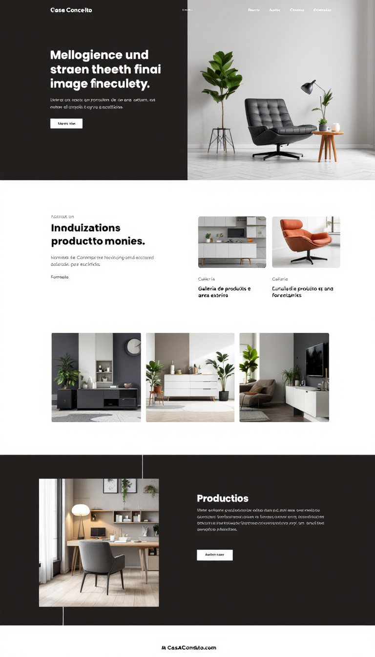 Crie um site moderno e minimalista para a Casa Conceito, focado em móveis de área externa e soluções para escritórios. Inclua uma galeria de produtos e um formulário de contato simples.