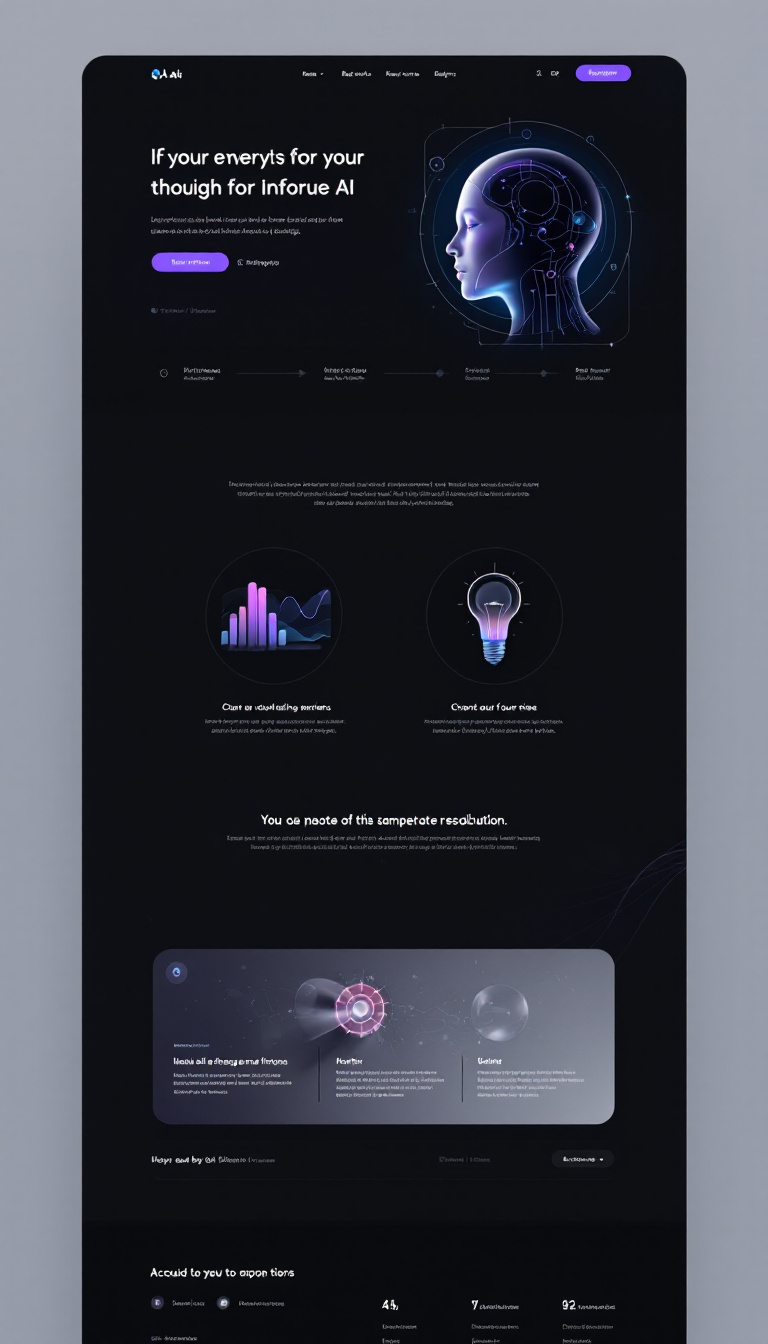 Create a one-page responsive website with a dark gradient theme focused on AI. The design should emphasize modern UI elements and a sleek, streamlined user experience.