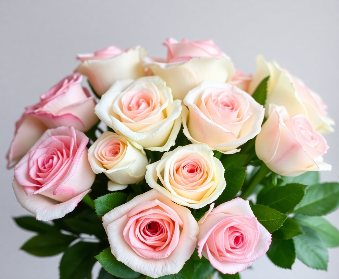 premium white roses with pink accent flowers for special occasions