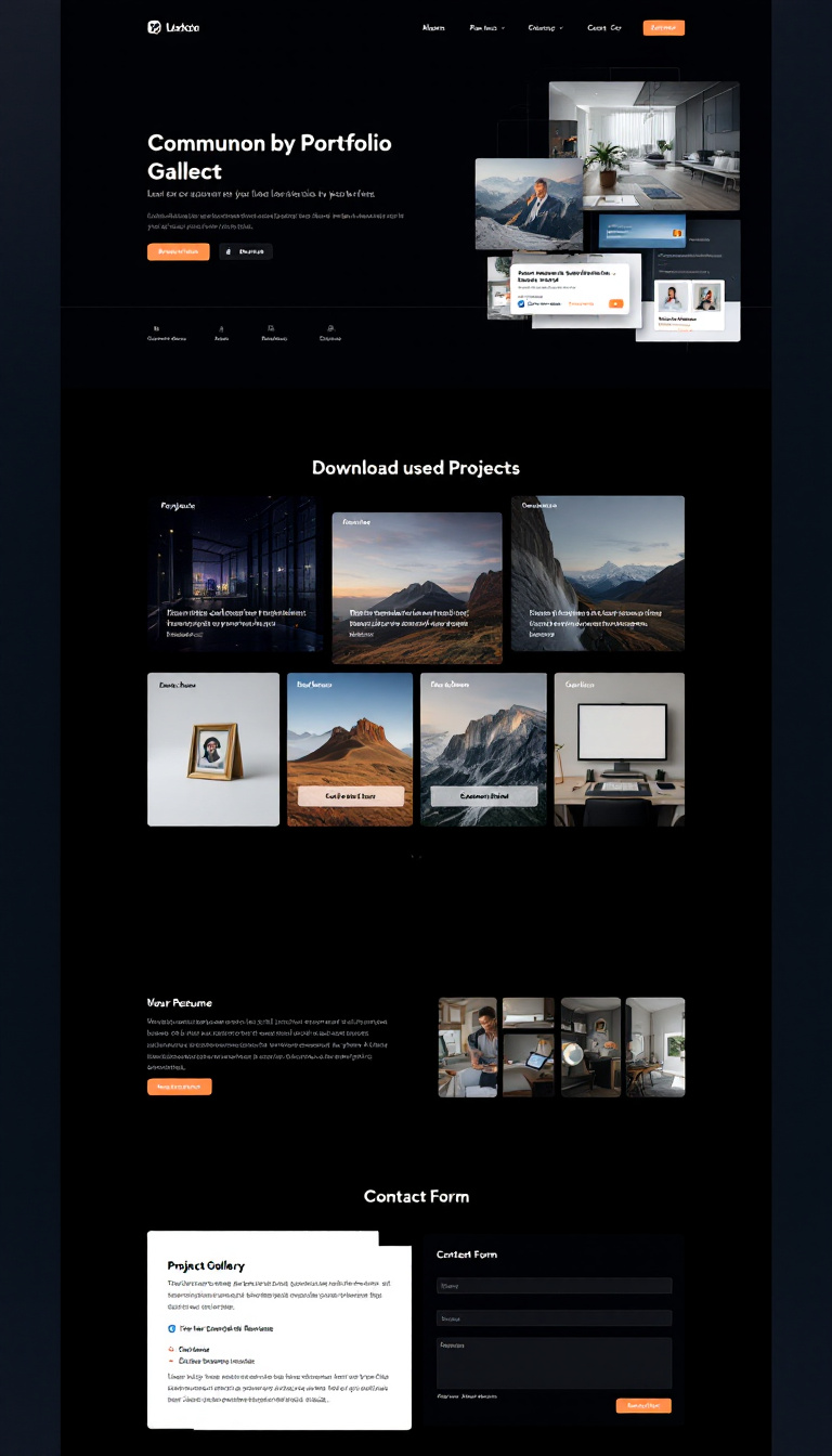 Design a one-page portfolio website that includes a project gallery, a section for a downloadable resume, and a contact form. The layout should be clean and modern, emphasizing the showcase of projects.