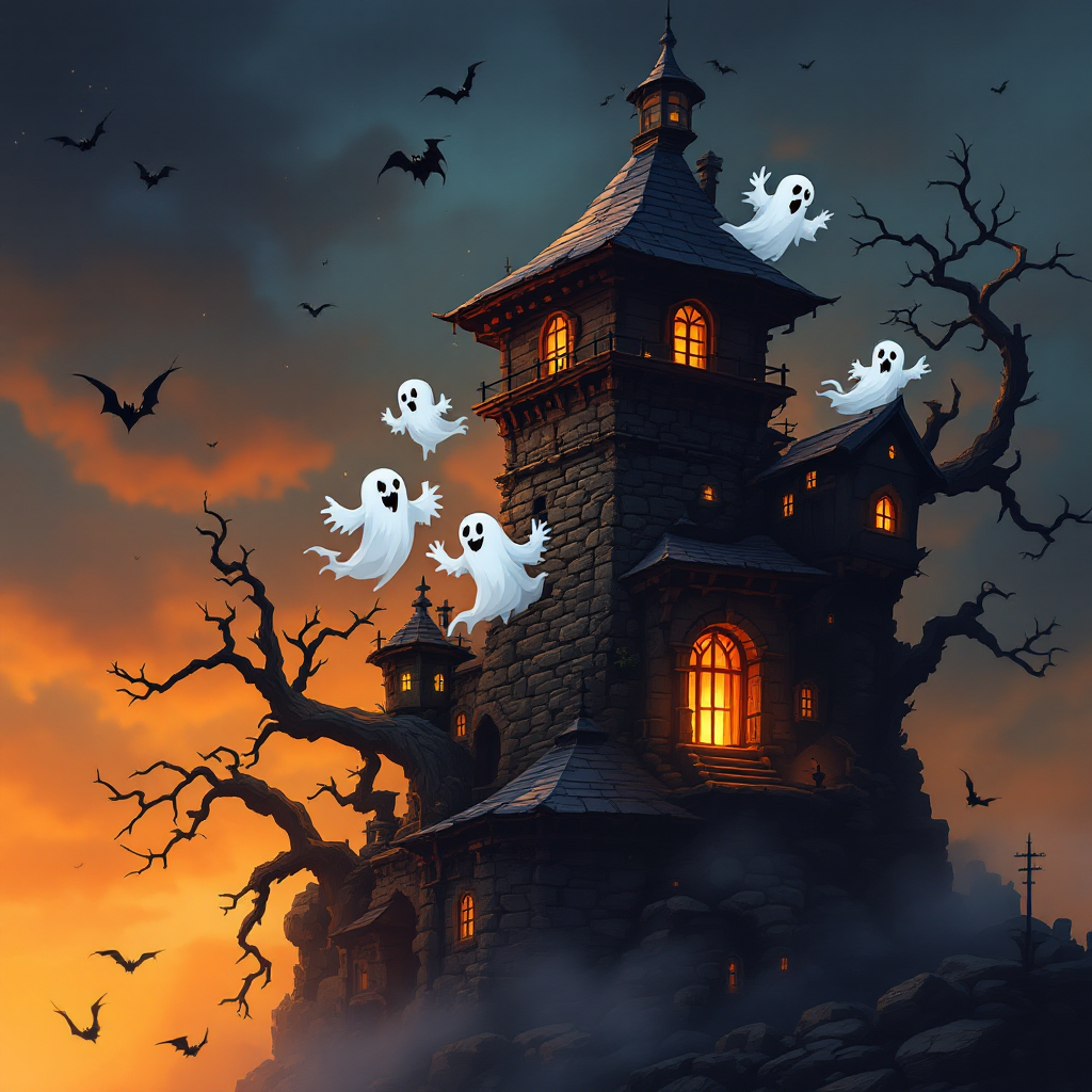 haunted tower game. ghosts and towers as seen on mobile