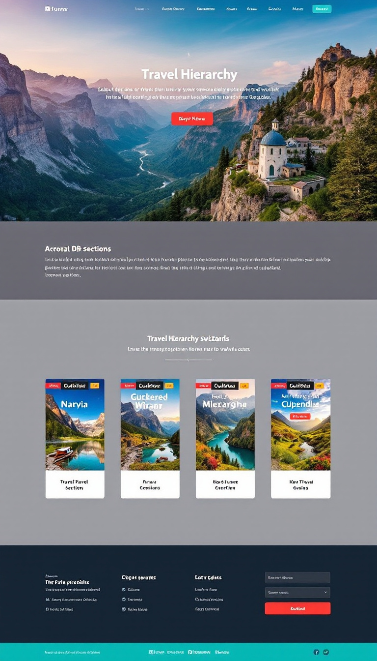 Design a simple one-page website featuring a travel hierarchy wizard. This tool allows users to select one or multiple sections from various travel guidebooks, enhancing their travel planning experience.