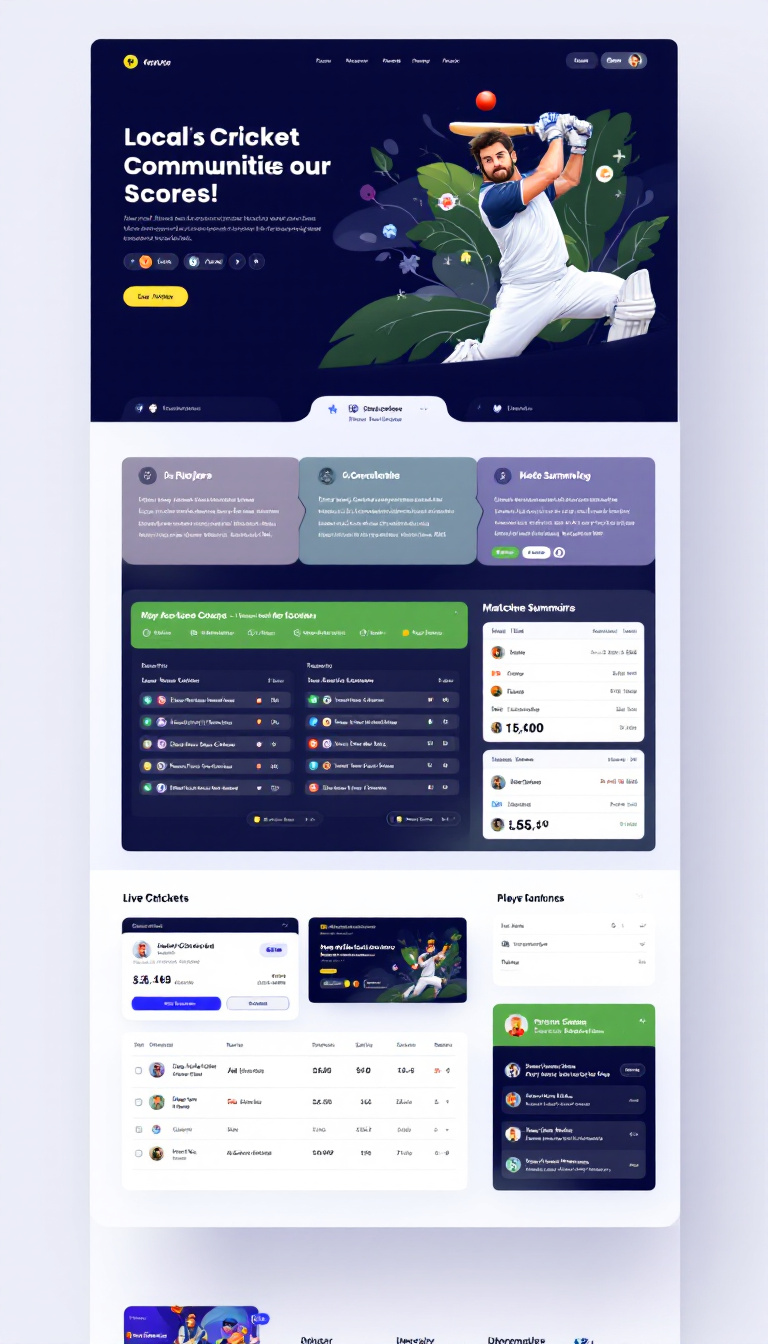 Design a simple one-page website for local cricket communities to manually enter and display live scores. The site should feature a clean scoreboard, player statistics, and match summaries, catering to amateur clubs and cricket enthusiasts with a focus on user-friendliness and clear information presentation.