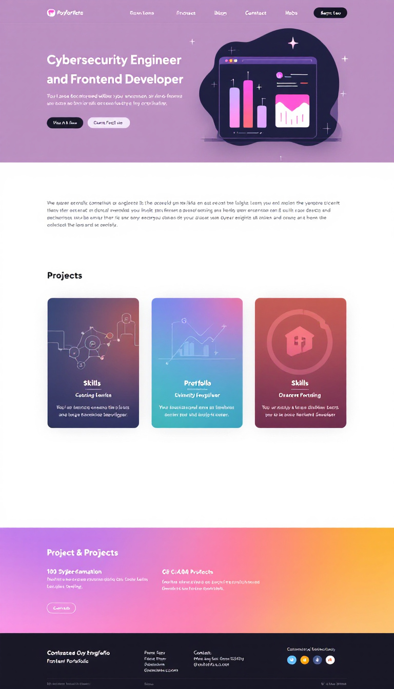 Design a one-page website to showcase a portfolio for a cybersecurity engineer and frontend developer. The layout should be clean and professional, highlighting skills, projects, and contact information.